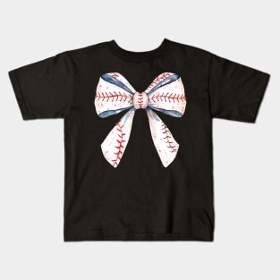 Baseball Mom Coquette Bow Mothers Day Baseball Mama Kids T-Shirt